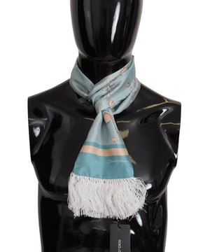 Marca: Dolce & Gabbana.
  Condicion: A estrenar con etiquetas.
  Material: 100% seda.
  Color: Azul con estampado de concha.
  Detalles del logotipo.
  Hecho en Italia.
  Tamano: 140cm x 15cm.