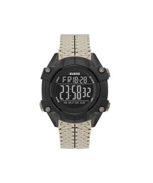 Type mechanisme: QUARTZ
  Display: DIGITAAL
  Materiaal van de kast: HARS
  Kleur van de kast: ZWART
  Materiaal van de armband: SILICONE
  Kleur van de armband: BEIGE
  Kleur wijzerplaat: ZWART
  Glastype: MINERAAL
  Klep: GESP
  Waterbestendigheid: 10ATM
  Diameter wijzerplaat: 47 MM
  Speciale functies: REX
  ALARM
  CALENDAR
  CHRONOGRAPH