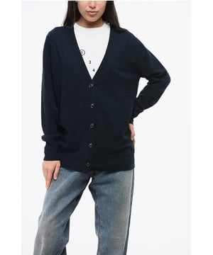 Primavera-Verano, Azul, Botones, Manga larga, Logotipo, Hecho en Italia, Punto, Cuello en V, Cárdigan, P655732