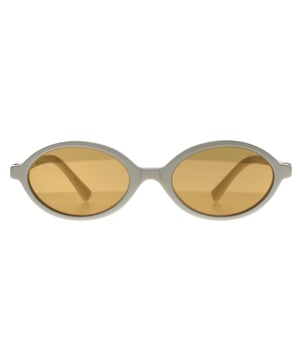 Die Miu Miu MU04ZS 14240D Sonnenbrille in WeiÃŸ-Orange mit silbernen Innenspiegeln prÃ¤sentiert eine raffinierte ovale Silhouette, die zeitgenÃ¶ssische Raffinesse mit minimalistischer PrÃ¤zision verbindet. Sie ist leicht und schmeichelhaft geschnitten und passt zu vielen Gesichtsformen.