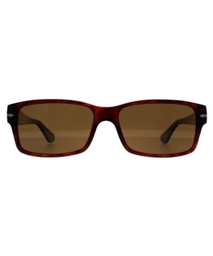 Persol Rectangle Mens Havana Brown Polarized PO2803S  Sunglasses are a classic Persol shape with double stripe on the arms and Persol's instantly recognisable supreme arrow on the temple.