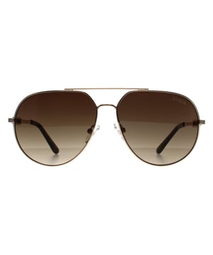 Guess Aviator Womens Gold Brown GF6195  Sunglasses feature smooth lines and a flattering frame. Ideal for everyday use, they bring an elevated touch to any outfit.