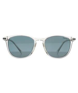 Die Polaroid PLD 4187/G/S/X 900 M9 crystal grey polarized Sonnenbrille bietet einen modernen rechteckigen Rahmen aus umweltfreundlichem Polycarbonat und Metall, der Stil mit Nachhaltigkeit verbindet. Die polarisierten GlÃ¤ser bieten 100 % UV-Schutz, reduzieren Blendeffekte und sorgen fÃ¼r eine klare Sicht. Der SchlÃ¼ssellochsteg und die transparenten BÃ¼gel mit sichtbaren Kernen verleihen der Brille einen Hauch von Raffinesse, wÃ¤hrend das Global Fit Design fÃ¼r Komfort bei verschiedenen Gesichtsformen sorgt.