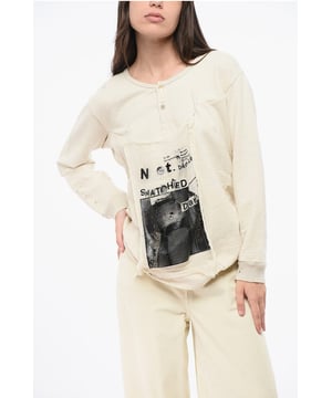 Frühling-Sommer, Beige, Lange Ärmel, Logo, Applikationen, Made in Italy, Knöpfe, P655730