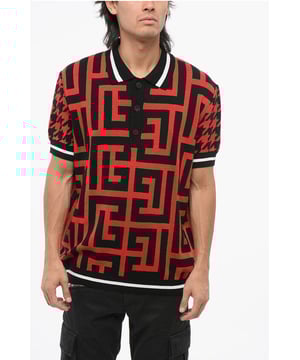Otoño-Invierno, Negro, Rojo, Botones, Manga corta, Logotipo, Estampado, Hecho en Francia, Punto, Cuello alto, Encanto francés, P692556