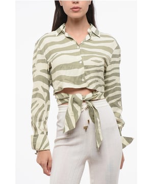 Otoño-Invierno, Beige, Verde, Botones, Mangas con botones, Estampado, Hecho en Italia, Cierre delantero, ENCANTO FRANCÉS, P692648