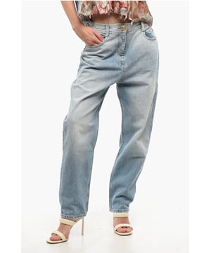 Herfst-winter, Blauw, 5 zakken, Denim katoen, Knopen, Ritssluiting, Riemlussen, Logo, Contrasterende stiksels, Gemaakt in Italië, Casual, FRENCH CHARM, P692550, Enkel: 17 cm