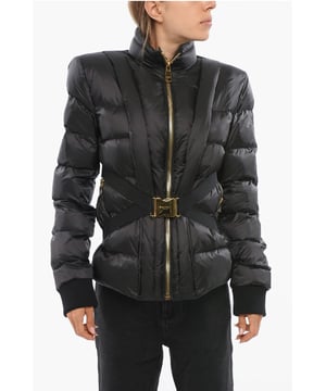 Otoño-Invierno, Negro, Cierre de cremallera, Mangas largas, Cinturón, Forro acolchado, Logotipo, 2 bolsillos, Forrado, Bolsillo interior, Hecho en Italia, Cierre delantero, Charm francés, P692747