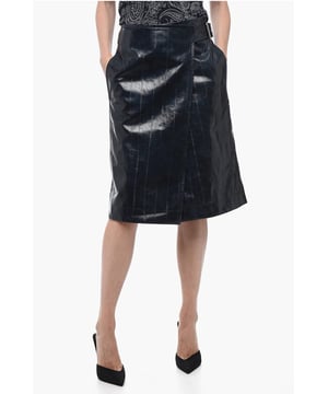 Primavera-Verano, Azul, Botones, Cinturón, Hecho en Italia, Estilo lápiz, Casual, P598143