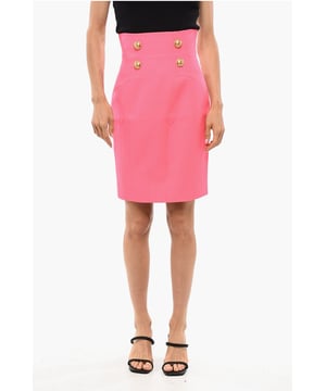 Otoño-Invierno, Rosa, Chic, Estilo lápiz, Botones, Cierre de cremallera, P692548