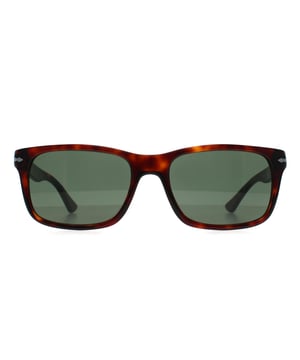 Persol Rectangle Mens Havana Green PO3048S  Sunglasses feature a modern, bold frame with smooth curves and iconic Persol styling. Perfect for fashion forward individuals, these sunglasses provide superior protection while making a striking statement.