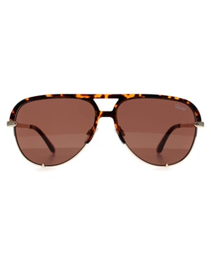 Quay Aviator Womens Tortoise Brown High Key Mini Remixed Sunglasses zijn een moderne kijk op de klassieke aviatorstijl, op maat gemaakt voor diegenen die de voorkeur geven aan een compactere pasvorm. Deze bijgewerkte versie heeft een gestroomlijnd metalen montuur met een prominente wenkbrauwboog, kenmerkende driehoekige inkepingen en verstelbare siliconen neuskussentjes voor meer comfort.