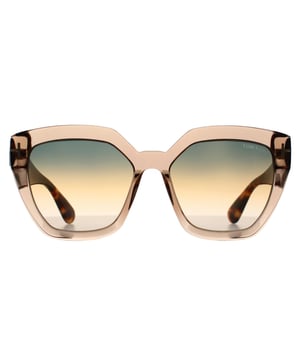Tom Ford Cat Eye Womens Shiny Light Brown Blue Gradient FT0939 Phoebe  Sunglasses feature wide winged temples on this strong cat eye style with a very bold silhouette