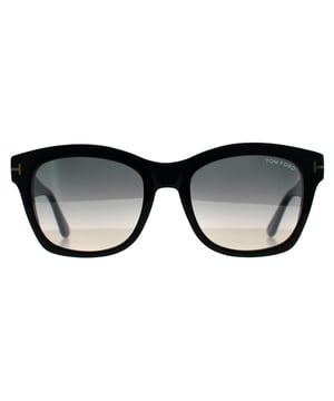 Tom Ford Square Womens Shiny Black Grey Mirrored Lauren FT0614  Sunglasses showcase a bold, oversized square silhouette that exudes vintage-inspired glamour. Crafted from high-quality acetate, they feature sleek, sculpted lines and signature â€œTâ€ temple detailing for a distinctive, luxurious finish. Combining comfort with statement-making style, these frames are a standout accessory for confident, fashion-forward wear.