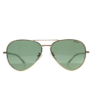 Die Polaroid PLD 4186/G/S/X J5G UC gold green polarisierte Sonnenbrille bietet eine moderne Version des klassischen Pilotenbrillen-Designs mit einem leichten Metallrahmen und polarisierten GlÃ¤sern fÃ¼r optimale Klarheit und UV-Schutz.