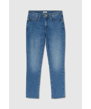 Vaqueros slim fit de talle alto para mujer, con pinzas moldeadoras y canesú redondeado para realzar el efecto push-up. La pierna sigue los contornos del cuerpo sin aferrarse, y el tono azul profundo mejora el estado de ánimo. Una mezcla de tendencia y versatilidad en puro estilo GAS.