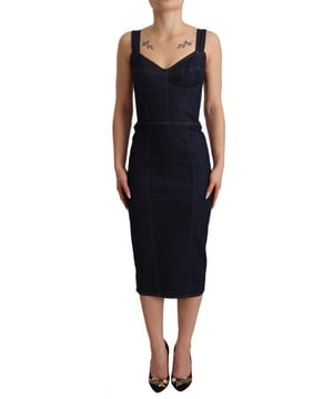 Marca: Dolce & Gabbana.
  Condicion: A estrenar con etiquetas.
  Estilo: Vestido tubo.
  Color: Azul oscuro.
  Cierre: Cremallera.
  Detalles del logotipo.
  Hecho en Italia.
  Material: 65 % algodon 24 % nailon 7 % elastano 4 % elastomero.
  Forro: 68% algodon 24% nailon 8% elastano.
  Genero: Mujeres.