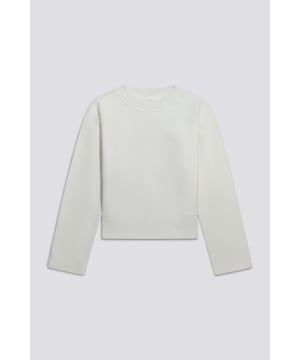 Sudadera de cuello redondo recortado para mujer con logotipo estampado brillante: una mezcla de comodidad y frescura irresistible.   Características principales:  Forro polar cepillado con lavado híbrido Corte recto Logotipo brillante
