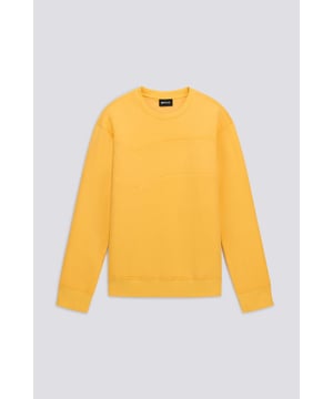La prenda ideal para los amantes del estilo urbano. Esta sudadera para hombre, adornada con un gran estampado en relieve en la parte delantera, combina a la perfección con vaqueros para un look esencial y relajado.  Características principales:  Algodón cepillado poliéster Corte recto Gran logotipo en relieve en el pecho