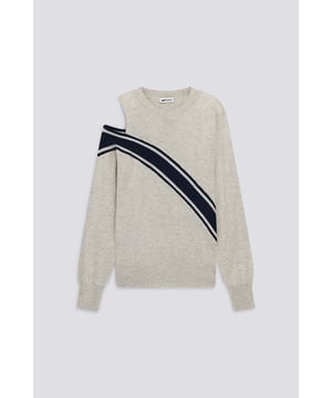 Un compañero versátil para los looks diarios, este jersey presenta un estampado diagonal y un hombro recortado. Imprescindible para un fondo de armario de temporada con un aire sporty chic.   Características principales:  Mezcla de viscosa y cachemira Corte recto Estampado diagonal de intarsia Corte en el hombro derecho