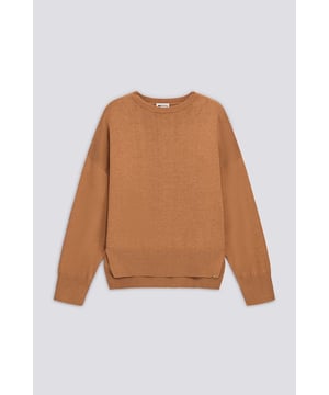 Damenpullover mit Rundhalsausschnitt, der sich durch eine übergroße Passform auszeichnet. Die essentielle Linie mit Rippbündchen an der Unterseite und an den Ärmeln macht das Kleidungsstück perfekt für einen bequemen und vielseitigen Alltagseinsatz.   Hauptmerkmale: Mischgarn aus Viskose und Kaschmir Übergroße Passform