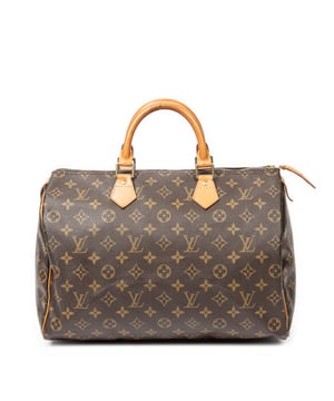 Louis Vuitton Taschen Speedy 35 Handtasche und Braun Beschichtete Leinwand und Goldenes Messing hardware. Das Produkt ist auf in sehr gutem Zustand (AB).
  Abmessungen: 35x22x18 cm 
  Zubehör inklusive: None
  Äußere Hinweise: Abgedunkelte Vachetta
Hinweise zu Riemen/Griff: Leicht abgedunkelt
  BrandCo Paris hat seltene Artikel und die besten Konditionen zu unglaublichen Preisen vorgestellt. Geduld lohnt sich! Kaufen Sie mit Vertrauen: Alle Artikel von BrandCo Paris sind von unserem Expertenteam ausgewählt und authentisch.
  Alle Artikel enthalten ein Echtheitszertifikat und wurden von BrandCo Paris übernommen.
  Tabelle zur Klassifizierung des Artikelzustands
  N (wie neu)
  AA (perfekter Zustand)
  A (ausgezeichneter Zustand)
  AB (sehr guter Zustand)
  B (gut/mittelmäßig)