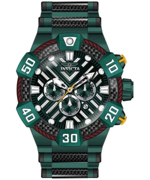 El Invicta 46349 tiene una caja de acero inoxidable de 52 millimetros con una esfera verde.
Esta modelo funciona con un movimiento de Cuarzo preciso.
Resistencia a la presión de aqua de 10 bares.
Este modelo es parte de la colección Invicta Bolt.

2 años de garantía Invicta.