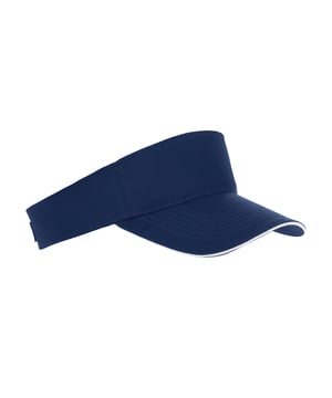 Unisex sun visor. Pre-curved contrast sandwich peak. Tear release adjustable fastening. Fabric: 100% Cotton.