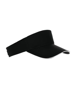 Unisex sun visor. Pre-curved contrast sandwich peak. Tear release adjustable fastening. Fabric: 100% Cotton.