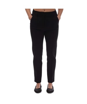 70% Viscose, 21% Polyamide, 9% Elastaan. Ontwerp: Effen. Sluiting: Knop, Haak. Ceintuurlussen. Zakjes: 2 Zijzakken, Open Zakjes. Taille: Hoge Taille. Pasvorm: Slank.