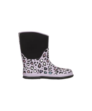 Upper: Neoprene, Textile, Waterproof. Lining: Textile. Outsole: Durable, Synthetic. Flat. Design: Leopard Print. Toe Style: Round. Fastening: Slip-In.