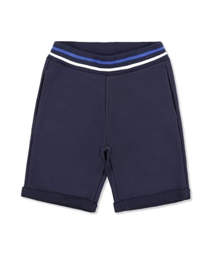 The brand’s monogram is the key feature of these cotton fleece jogging shorts. As a matter of fact it is printed on the back. Two pockets on the front. Rib knit waistband with drawstring and stripes.