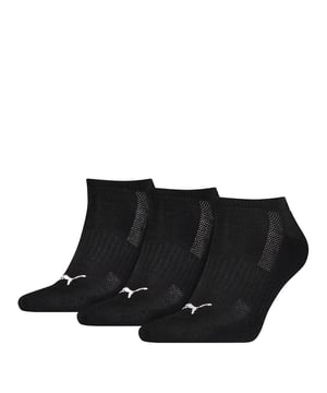 3er-Pack. Baumwolle. Marke: Puma. Gewebe: Frottee. Design: Logo. Stütze für das Fußgewölbe, Gepolsterte Sohle, Flache Säume, Ventiliert. Knöchelhoch. Gesundheitsnutzen: Verhindert Irritationen.