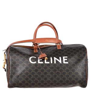 VINTAGE, RRP AS NEW
The Celine Large Triomphe Duffle Bag in brown coated canvas combines iconic design with functional elegance, making it the ultimate companion for stylish travel. Featuring the signature Triomphe motif and luxurious leather trim, it offers ample space without sacrificing sophistication. Carry it with a tailored blazer and wide-leg trousers for a refined, jet-set look.

Celine Large Triomphe Duffle Bag in Brown Coated Canvas

Condition: Excellent
Signs of wear: No retail tag, No visible sign of wear., 
Packaging: None
Color: Brown | ochre
Material:  Coated canvas
Size: One Size | One Size
Measurements: Width: 230; Height: 280; Length: 480
SKU: NAPPUGBBA527497W