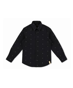 The brand's monogram is jacquarded all-over this cotton poplin shirt. Pointed collar and mother-of-pearl buttoning. Two pleats on the back.