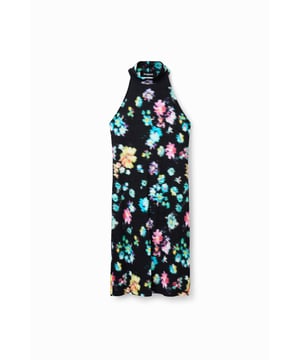 Brand: Desigual
  Gender: Women
  Type: Dresses
  Season: Spring/Summer
  Color: black
  Pattern: print
  Sleeves: sleeveless
  Neckline: round neck
  Composition:
  5% elastane
  95% viscose
  Washing: machine wash at 30Â°
Material: Polyester