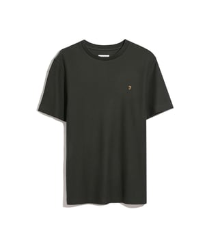Mens Farah Fairweather T-Shirt in black- Crew neck.- Short sleeves.- Unique jacquard pattern.- Regular fit.- 100% organic cotton.  Machine washable.- Ref: F4KHE014111