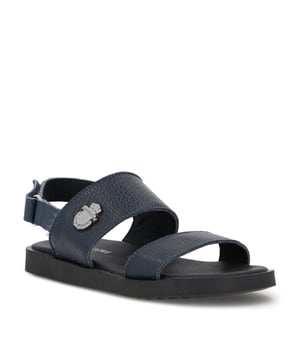 Double belt nappa sandals with adjusting velcro strap. The Maison's emblem on one belt. Shock-absorbing footbed lined in leather. Rubber log sole.