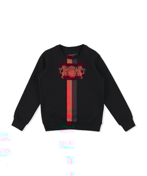 Billionaire mantiene uno de sus símbolos más importantes: su blasón. En esta sudadera de felpa de algodón con cuello caja se presenta en la parte frontal junto con rayas verticales estampadas en contraste. Cuello, puños y borde inferior de canalé.