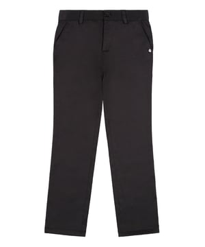 These cotton poplin pants feature all characteristics of classic chino pants. Logoed button at waist. Buttoning pockets. The Maison's metal coat of arms is embroidered under the right rear pocket.