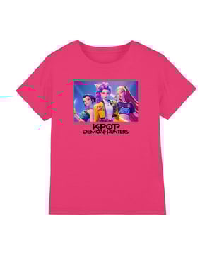 100% Ringspun Cotton. Fabric: Midweight, Pre-Shrunk, Weave. Characters: Huntr/X. Design: Logo, Photograph. Neckline: Crew Neck, Ribbed. Sleeve-Type: Short-Sleeved. Hem: Straight. Fabric Technology: Breathable, Fade Resistant. Tagless. 100% Officially Licensed. Fit: Regular. 3-4 Years: 27 in. 9-11 Years: 36 in. 5-6 Years: 29 in. 12-13 Years: 39 in. 7-8 Years: 32 in.