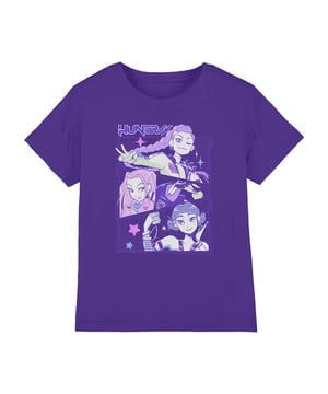 100% Ringspun Cotton. Fabric: 4 Way Stretch, Jersey, Midweight, Pre-Shrunk, Weave. Design: Anime, Printed, Stars, Text. Characters: Huntr/X. Neckline: Crew Neck, Ribbed. Sleeve-Type: Short-Sleeved. Fabric Technology: Breathable, Fade Resistant. Heavy Duty, Tagless. 100% Officially Licensed. 7-8 Years: 32 in. 12-13 Years: 39 in. 3-4 Years: 27 in. 9-11 Years: 36 in. 5-6 Years: 29 in.