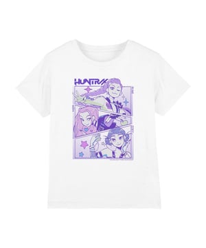 100% Ringspun Cotton. Fabric: 4 Way Stretch, Jersey, Midweight, Pre-Shrunk, Weave. Design: Anime, Printed, Stars, Text. Characters: Huntr/X. Neckline: Crew Neck, Ribbed. Sleeve-Type: Short-Sleeved. Fabric Technology: Breathable, Fade Resistant. Heavy Duty, Tagless. 100% Officially Licensed. 7-8 Years: 32 in. 12-13 Years: 39 in. 3-4 Years: 27 in. 9-11 Years: 36 in. 5-6 Years: 29 in.