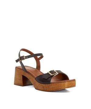 Tapping into this season's clog trend, Jeane rests on a wood-effect platform heel for all-day-comfort. Crafted from soft leather the adjustable ankle strap and front strap ensures the perfect fit.