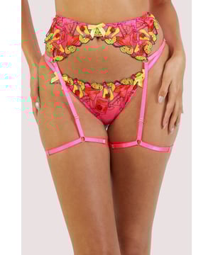 Elevate your lingerie game with the Magda Neon Pink Cocktail Embroidery Suspender Belt. Vibrant and playful, this Suspender Belt features neon pink mesh with an embroidery overlay reminiscent of cocktails, perfectly complemented by the sunny yellow satin bow detail. The adjustable leg garter straps ensure a personalized fit. Match the Magda Neon Pink Cocktail Embroidery Suspender Belt with the Plunge Bra and Brief for the full look.




Neon Pink Suspender Belt
Cocktail embroidery
Yellow satin bow detail
Adjustable leg garter straps




Main: 100% Polyester Main 2: 76% Polyamide 24% Elastine Excluding trims.