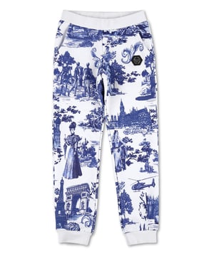Verfraaid  En-PLEIN-air print cotton fleece pants. Two welt pockets. Rib knit waistband and bottom cuffs.