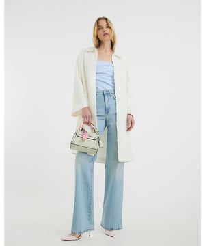 Collared, Button fastening, Fringe detail, Long sleeved, Midi length
