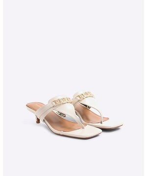 Kitten heel, Square open toe, Gold snaffle detail, Slip on, Heel height: 2cm