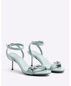 Faux leather fabric, Buckle detail, Open toe, Backless, Skinny heel, Heel height: 6cm