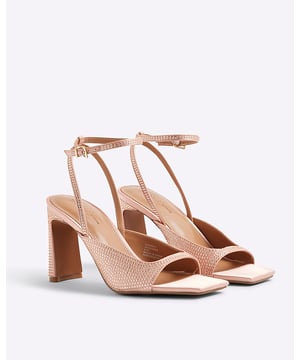 Satin fabric, Block heel, Square open toe, Diamante embellished, Ankle strapped, Buckle fastening, Heel height: 10cm